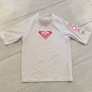 Roxy White Rash Guard with Pink Logo